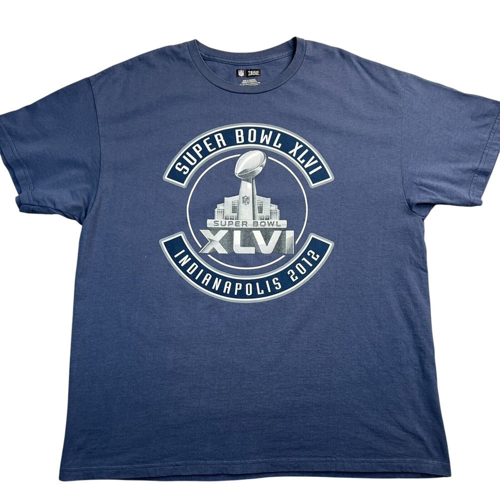 NFL‎ Super Bowl XLVI Indianapolis 2012 Men's Shirt XL Blue Graphic
